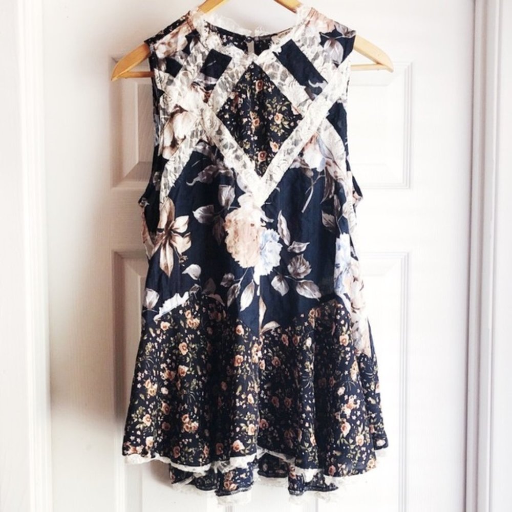 Umgee Floral Lace Sleeveless Mini Dress